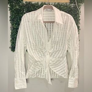 Zara draped tied long sleeve blouse size S